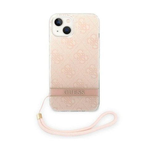 Guess 4G Print Cord - Etui ze smyczką iPhone 14 Plus (różowy) Guess 4G Print Cord - Etui ze smyczką iPhone 14 Plus (różowy)