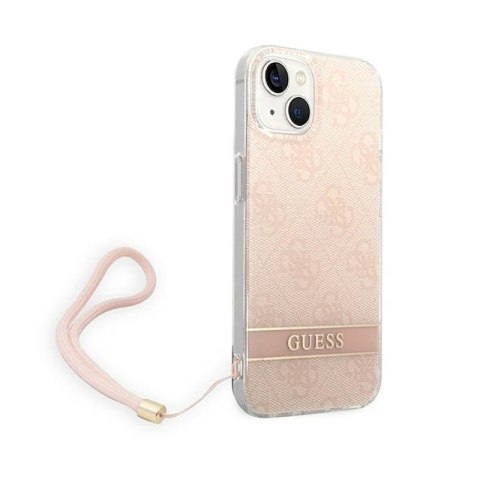 Guess 4G Print Cord - Etui ze smyczką iPhone 14 Plus (różowy) Guess 4G Print Cord - Etui ze smyczką iPhone 14 Plus (różowy)