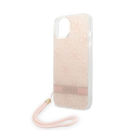 Guess 4G Print Cord - Etui ze smyczką iPhone 14 Plus (różowy) Guess 4G Print Cord - Etui ze smyczką iPhone 14 Plus (różowy)