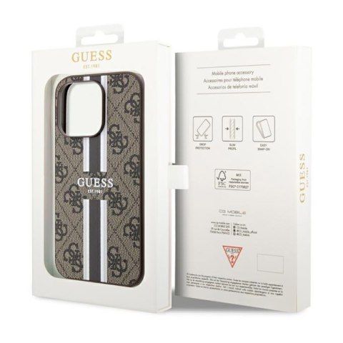 Guess 4G Printed Stripes MagSafe - Etui iPhone 14 Pro (Brązowy) Guess 4G Printed Stripes MagSafe - Etui iPhone 14 Pro (Brązowy)