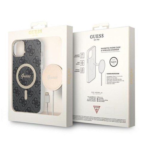 Guess Bundle Pack MagSafe 4G - Zestaw etui + ładowarka MagSafe iPhone 14 Plus (czarny/złoty) Guess Bundle Pack MagSafe 4G - Zestaw etui + ładowarka MagSafe iPhone 14 Plus (czarny/złoty)