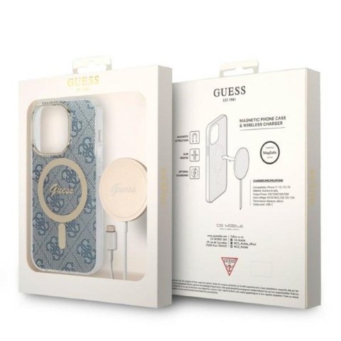 Guess Bundle Pack MagSafe 4G - Zestaw etui + ładowarka MagSafe iPhone 14 Pro (niebieski/złoty) Guess Bundle Pack MagSafe 4G - Zestaw etui + ładowarka MagSafe iPhone 14 Pro (niebieski/złoty)