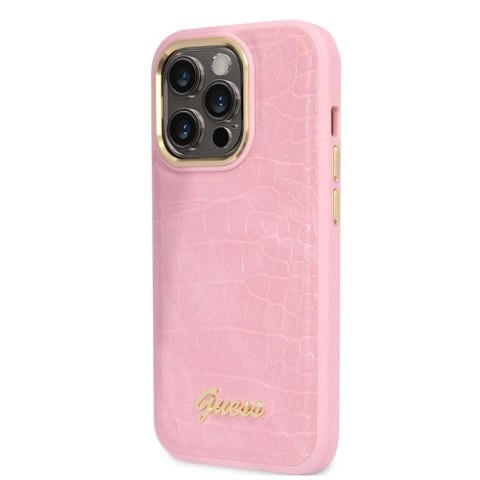 Guess Croco Collection - Etui iPhone 14 Pro (różowy) Guess Croco Collection - Etui iPhone 14 Pro (różowy)