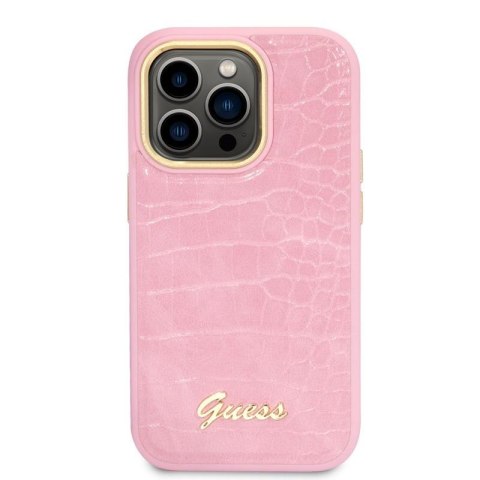 Guess Croco Collection - Etui iPhone 14 Pro (różowy) Guess Croco Collection - Etui iPhone 14 Pro (różowy)