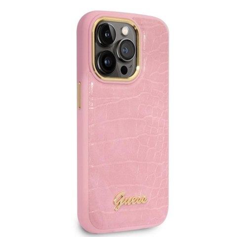 Guess Croco Collection - Etui iPhone 14 Pro (różowy) Guess Croco Collection - Etui iPhone 14 Pro (różowy)
