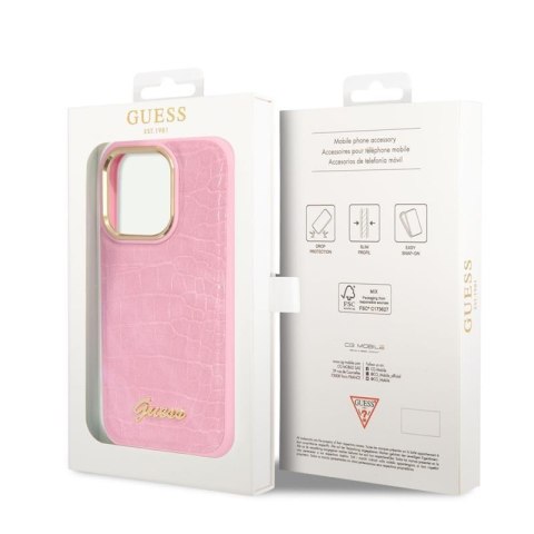 Guess Croco Collection - Etui iPhone 14 Pro (różowy) Guess Croco Collection - Etui iPhone 14 Pro (różowy)