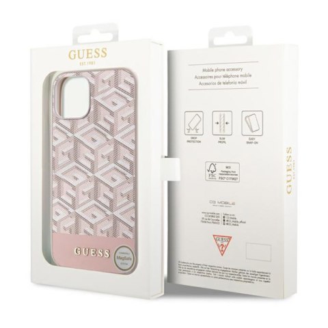 Guess GCube Stripes MagSafe - Etui iPhone 14 (Różowy) Guess GCube Stripes MagSafe - Etui iPhone 14 (Różowy)