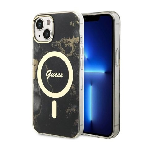 Guess Golden Marble MagSafe - Etui iPhone 14 Plus (Czarny) Guess Golden Marble MagSafe - Etui iPhone 14 Plus (Czarny)