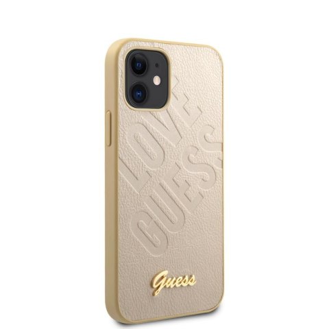 Guess Iridescent Love - Etui iPhone 12 mini (złoty) Guess Iridescent Love - Etui iPhone 12 mini (złoty)