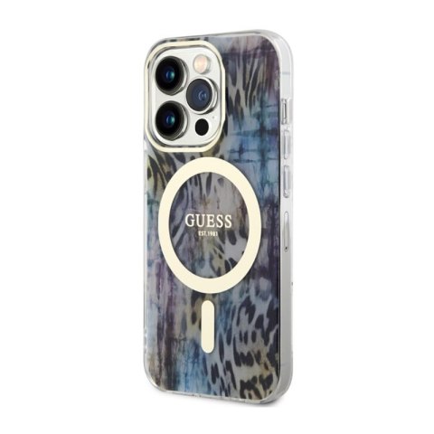 Guess Leopard MagSafe - Etui iPhone 14 Pro Max (Niebieski) Guess Leopard MagSafe - Etui iPhone 14 Pro Max (Niebieski)