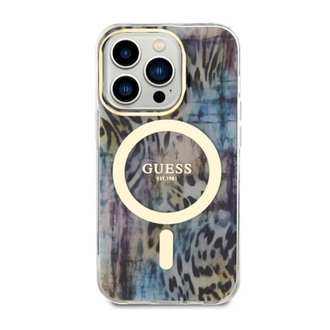 Guess Leopard MagSafe - Etui iPhone 14 Pro Max (Niebieski) Guess Leopard MagSafe - Etui iPhone 14 Pro Max (Niebieski)