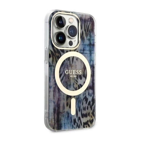 Guess Leopard MagSafe - Etui iPhone 14 Pro Max (Niebieski) Guess Leopard MagSafe - Etui iPhone 14 Pro Max (Niebieski)