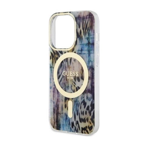 Guess Leopard MagSafe - Etui iPhone 14 Pro Max (Niebieski) Guess Leopard MagSafe - Etui iPhone 14 Pro Max (Niebieski)