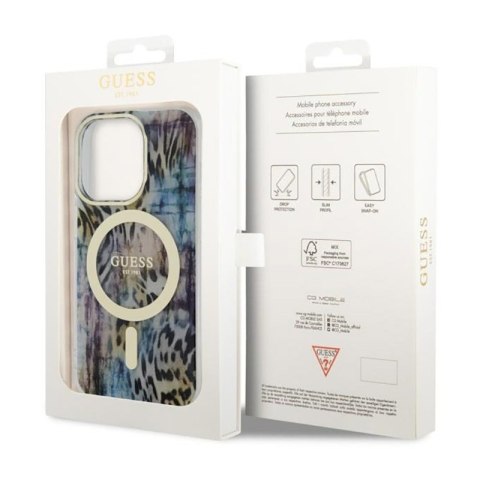 Guess Leopard MagSafe - Etui iPhone 14 Pro Max (Niebieski) Guess Leopard MagSafe - Etui iPhone 14 Pro Max (Niebieski)