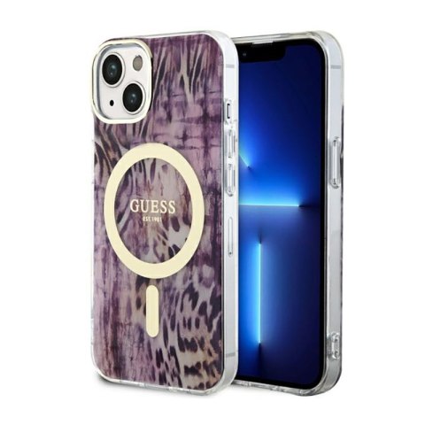 Guess Leopard MagSafe - Etui iPhone 14 (Różowy) Guess Leopard MagSafe - Etui iPhone 14 (Różowy)