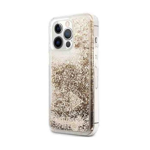 Guess Liquid Glitter Charms - Etui iPhone 14 Pro (złoty) Guess Liquid Glitter Charms - Etui iPhone 14 Pro (złoty)