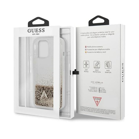 Guess Liquid Glitter Charms - Etui iPhone 14 Pro (złoty) Guess Liquid Glitter Charms - Etui iPhone 14 Pro (złoty)