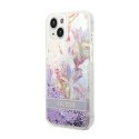 Guess Liquid Glitter Flower - Etui iPhone 14 Plus (fioletowy)