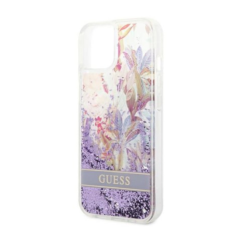 Guess Liquid Glitter Flower - Etui iPhone 14 Plus (fioletowy) Guess Liquid Glitter Flower - Etui iPhone 14 Plus (fioletowy)