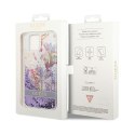 Guess Liquid Glitter Flower - Etui iPhone 14 Plus (fioletowy)