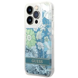 Guess Liquid Glitter Flower - Etui iPhone 14 Pro Max (zielony)