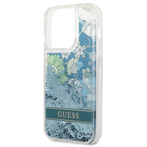 Guess Liquid Glitter Flower - Etui iPhone 14 Pro Max (zielony) Guess Liquid Glitter Flower - Etui iPhone 14 Pro Max (zielony)