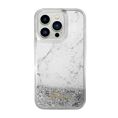 Guess Liquid Glitter Marble - Etui iPhone 14 (Biały) Guess Liquid Glitter Marble - Etui iPhone 14 (Biały)