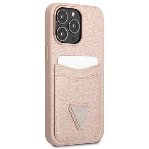 Guess Saffiano Double Card Triangle - Etui iPhone 13 Pro (różowy) Guess Saffiano Double Card Triangle - Etui iPhone 13 Pro (różowy)