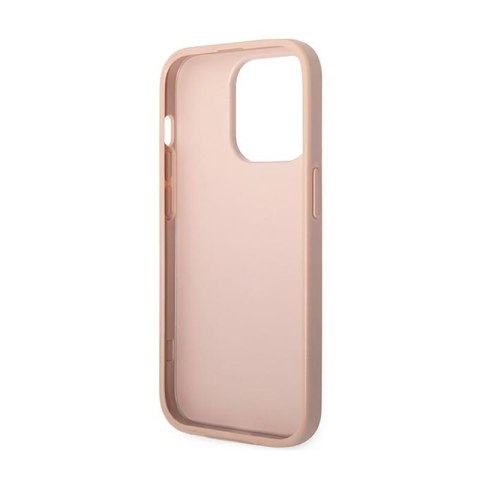 Guess Saffiano Metal Logo Stripes - Etui iPhone 14 Pro (różowy) Guess Saffiano Metal Logo Stripes - Etui iPhone 14 Pro (różowy)