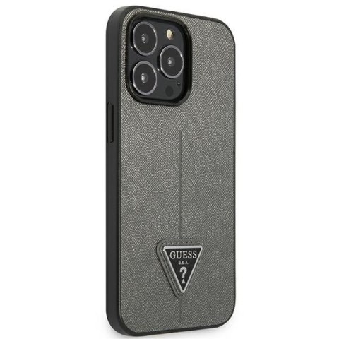 Guess Saffiano Triangle Logo Case - Etui iPhone 13 Pro Max (srebrny) Guess Saffiano Triangle Logo Case - Etui iPhone 13 Pro Max (srebrny)