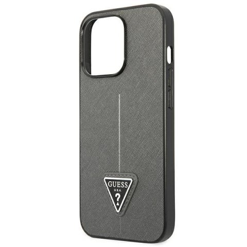 Guess Saffiano Triangle Logo Case - Etui iPhone 13 Pro Max (srebrny) Guess Saffiano Triangle Logo Case - Etui iPhone 13 Pro Max (srebrny)