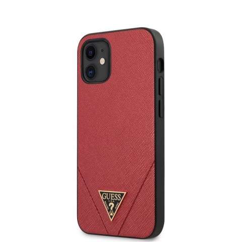 Guess Saffiano V - Etui iPhone 12 Mini (czerwony) Guess Saffiano V - Etui iPhone 12 Mini (czerwony)