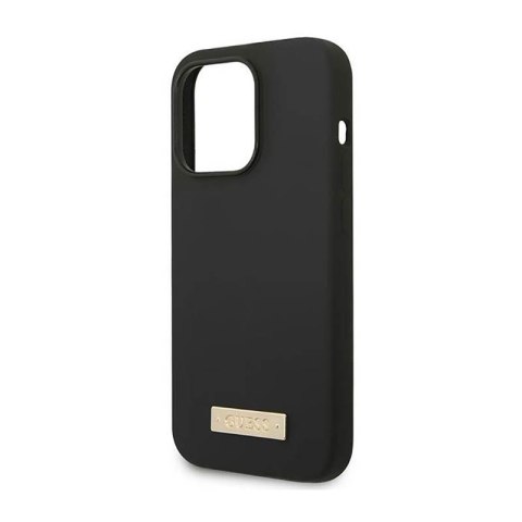 Guess Silicone Logo Plate MagSafe - Etui iPhone 14 Pro Max (czarny) Guess Silicone Logo Plate MagSafe - Etui iPhone 14 Pro Max (czarny)
