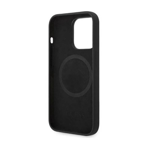 Guess Silicone Logo Plate MagSafe - Etui iPhone 14 Pro Max (czarny) Guess Silicone Logo Plate MagSafe - Etui iPhone 14 Pro Max (czarny)