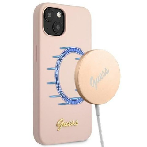 Guess Silicone Script MagSafe - Etui iPhone 13 (różowy) Guess Silicone Script MagSafe - Etui iPhone 13 (różowy)
