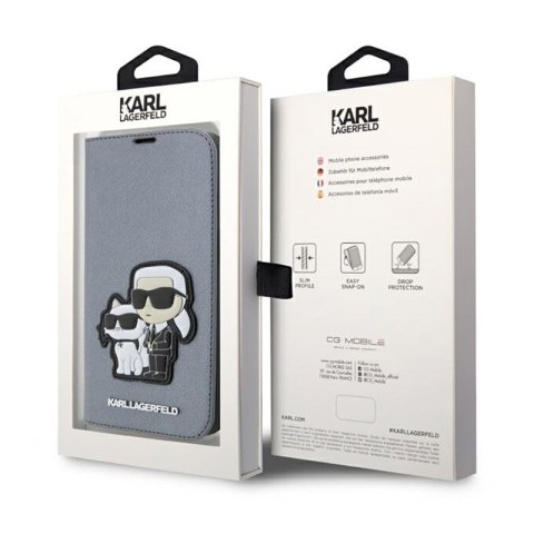 Karl Lagerfeld Booktype NFT Saffiano Karl & Choupette - Etui iPhone 14 Pro (Srebrny) Karl Lagerfeld Booktype NFT Saffiano Karl & Choupette - Etui iPhone 14 Pro (Srebrny)