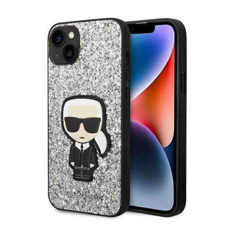 Karl Lagerfeld Glitter Flakes Ikonik - Etui iPhone 14 Plus (srebrny) Karl Lagerfeld Glitter Flakes Ikonik - Etui iPhone 14 Plus (srebrny)