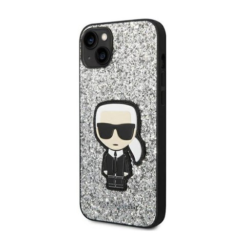 Karl Lagerfeld Glitter Flakes Ikonik - Etui iPhone 14 Plus (srebrny) Karl Lagerfeld Glitter Flakes Ikonik - Etui iPhone 14 Plus (srebrny)