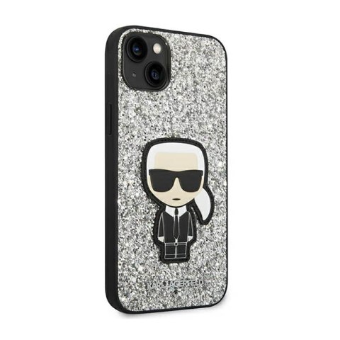 Karl Lagerfeld Glitter Flakes Ikonik - Etui iPhone 14 Plus (srebrny) Karl Lagerfeld Glitter Flakes Ikonik - Etui iPhone 14 Plus (srebrny)