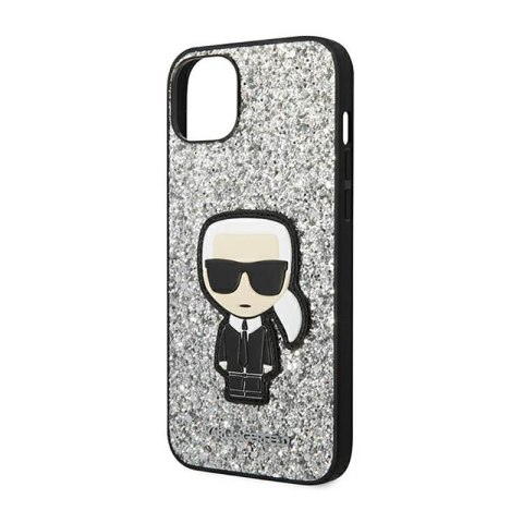 Karl Lagerfeld Glitter Flakes Ikonik - Etui iPhone 14 Plus (srebrny) Karl Lagerfeld Glitter Flakes Ikonik - Etui iPhone 14 Plus (srebrny)