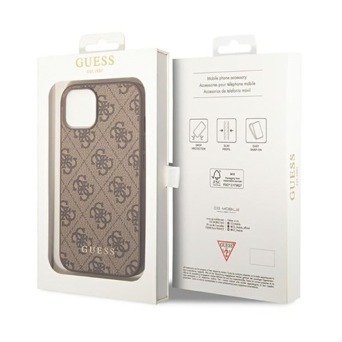 Guess 4G Metal Gold Logo - Etui iPhone 14 Plus (brązowy) Guess 4G Metal Gold Logo - Etui iPhone 14 Plus (brązowy)