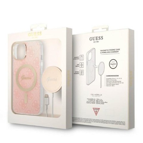 Guess Bundle Pack MagSafe 4G - Zestaw etui + ładowarka MagSafe iPhone 14 Plus (różowy/złoty) Guess Bundle Pack MagSafe 4G - Zestaw etui + ładowarka MagSafe iPhone 14 Plus (różowy/złoty)