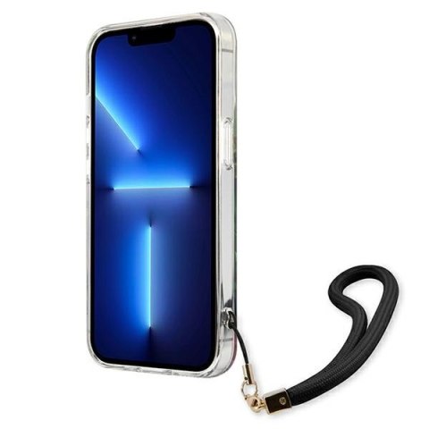 Guess Flower Cord - Etui ze smyczką iPhone 13 (Blue) Guess Flower Cord - Etui ze smyczką iPhone 13 (Blue)