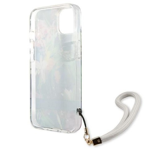 Guess Flower Cord - Etui ze smyczką iPhone 13 (Blue) Guess Flower Cord - Etui ze smyczką iPhone 13 (Blue)