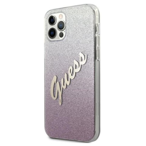 Guess Glitter Gradient Script - Etui iPhone 12 Pro Max (różowy) Guess Glitter Gradient Script - Etui iPhone 12 Pro Max (różowy)