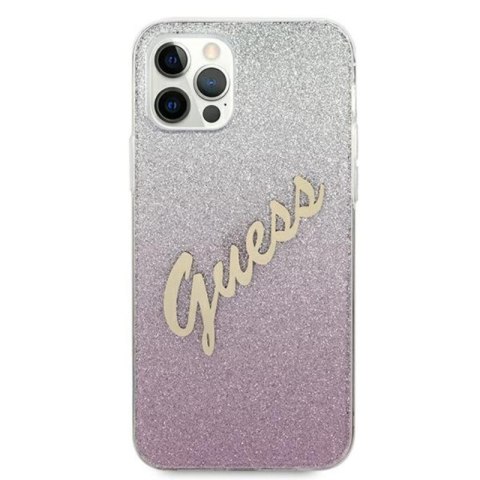 Guess Glitter Gradient Script - Etui iPhone 12 Pro Max (różowy) Guess Glitter Gradient Script - Etui iPhone 12 Pro Max (różowy)