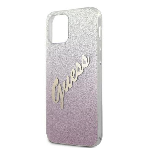 Guess Glitter Gradient Script - Etui iPhone 12 Pro Max (różowy) Guess Glitter Gradient Script - Etui iPhone 12 Pro Max (różowy)