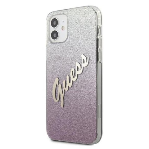 Guess Glitter Gradient Script - Etui iPhone 12 mini (różowy) Guess Glitter Gradient Script - Etui iPhone 12 mini (różowy)