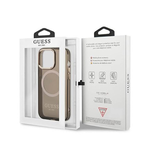 Guess Gold Outline Translucent MagSafe - Etui iPhone 13 Pro Max (czarny) Guess Gold Outline Translucent MagSafe - Etui iPhone 13 Pro Max (czarny)