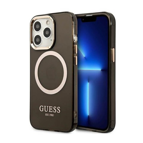 Guess Gold Outline Translucent MagSafe - Etui iPhone 13 Pro (czarny) Guess Gold Outline Translucent MagSafe - Etui iPhone 13 Pro (czarny)